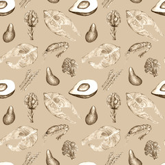 seamless pattern with fruits and vegetables