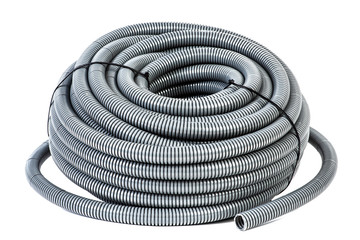 Roll of PVC Flexible Electrical Conduit Isolated on White Background