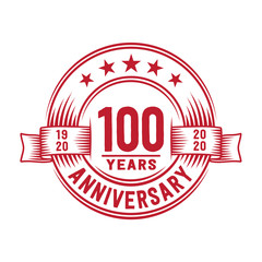 100 years logo design template. 100th anniversary vector and illustration.