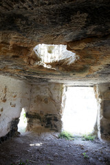 Inside a house in the archeological site of Cave of Ispica, Sicily, Italy