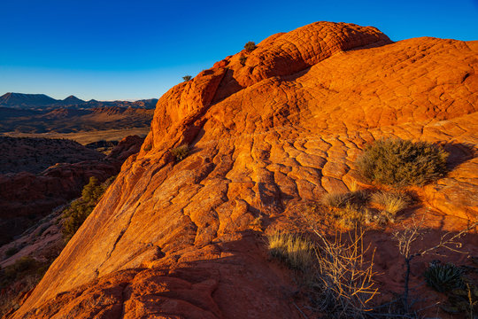 The Last Light of Day on the Sandstone of the Red Mountain Wilderness