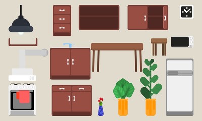 selection of kitchen furniture interior details