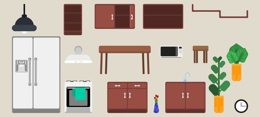 selection of kitchen furniture interior details
