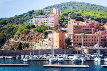 Water view of Portoferraio, Province of Livorno, on the island of Elba in the Tuscan Archipelago of Italy, Europe