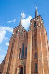 view of famous Roskilde Cathedral in Denmark