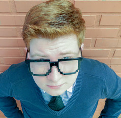 geek boy with glasses
