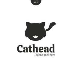 Cat head silhouette flat minimalist logo design inspiration