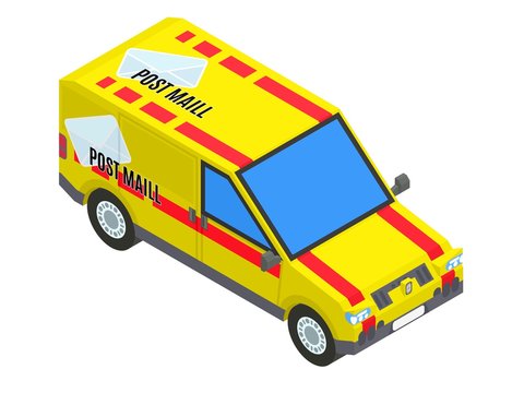 yellow postal isometric car stock picture image