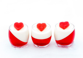 Pannna Cotta in snow - dessert for Valentines Day