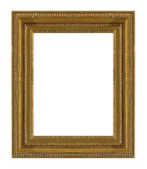 Golden frame for paintings, mirrors or photo isolated on white background