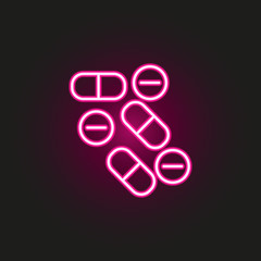 Pills neon style icon. Simple thin line, outline vector of medical icons for ui and ux, website or mobile application