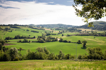 a green landscape next to Bardone (Terenzo), Province of Parma, Emilia-Romagna, Italy - obrazy, fototapety, plakaty