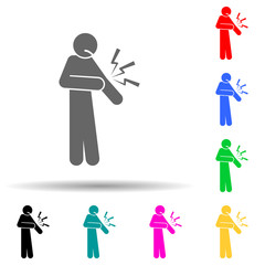Elbow, pain multi color style icon. Simple glyph, flat vector of pain people icons for ui and ux, website or mobile application