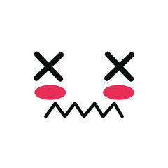 Isolated kawaii dead face cartoon vector design