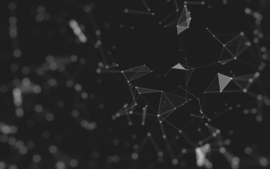 Abstract background. Molecules technology with polygonal shapes, connecting dots and lines. Connection structure. Big data visualization.
