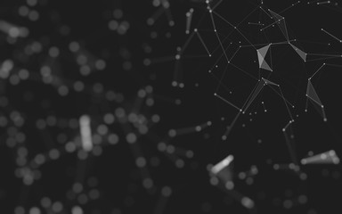 Abstract background. Molecules technology with polygonal shapes, connecting dots and lines. Connection structure. Big data visualization.