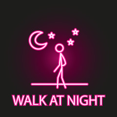 relaxation in walk at night neon style icon. Simple thin line, outline vector of relaxation icons for ui and ux, website or mobile application