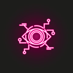 Obraz premium Bot cyborg robot view neon style icon. Simple thin line, outline vector of robo icons for ui and ux, website or mobile application