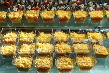 Food in transparent molds