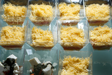 Food in transparent molds