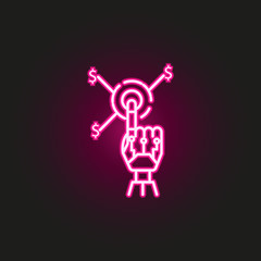Earning robot hand neon style icon. Simple thin line, outline vector of robo icons for ui and ux, website or mobile application