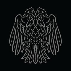 Bird Emblem with Two Head Graphic Illustration Vector Art T-shirt Design