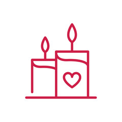 happy valentines day burning candles heart love romance red line design