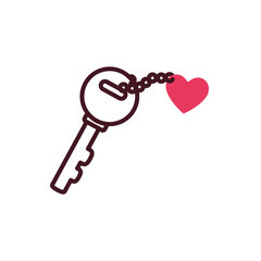 Isolated key with heart vector design