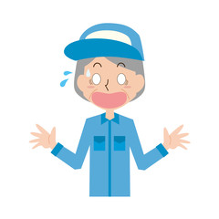 	作業者　作業員　驚き　驚く　びっくり　高齢　女性