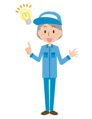 作業員　作業者　閃く　閃き　アイデア　思いつく　高齢　女性