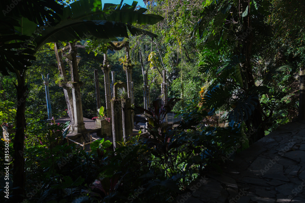 Wall mural Surreal architecture, fantastic landscape, beautiful old castle, beautiful structures, jungle in the surreal botanical garden of Edward James, Xilitla, San Luis Potosí, Mexico