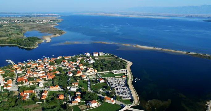 Aerial photo of historic centre of Nin, Croatia