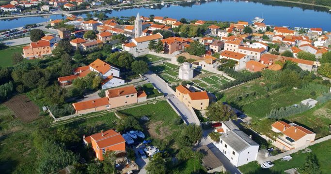 Aerial photo of historic centre of Nin, Croatia