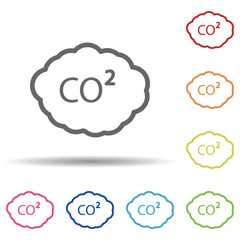 Carbon, co2 line vector in multi color style icon. Simple thin line, outline vector of pollution icons for ui and ux, website or mobile application