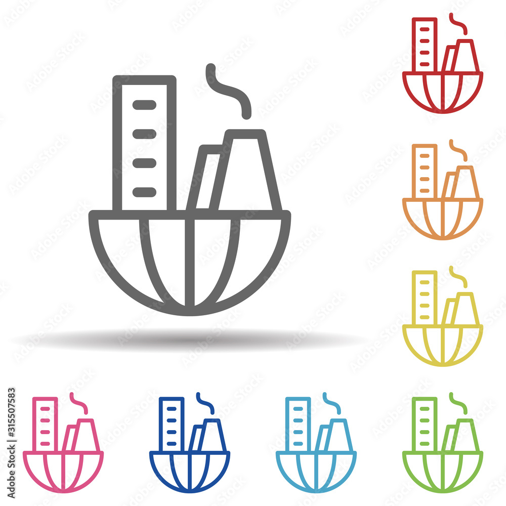Aufkleber city, pollution line vector in multi color style icon. simple thin line, outline vector of pollution
