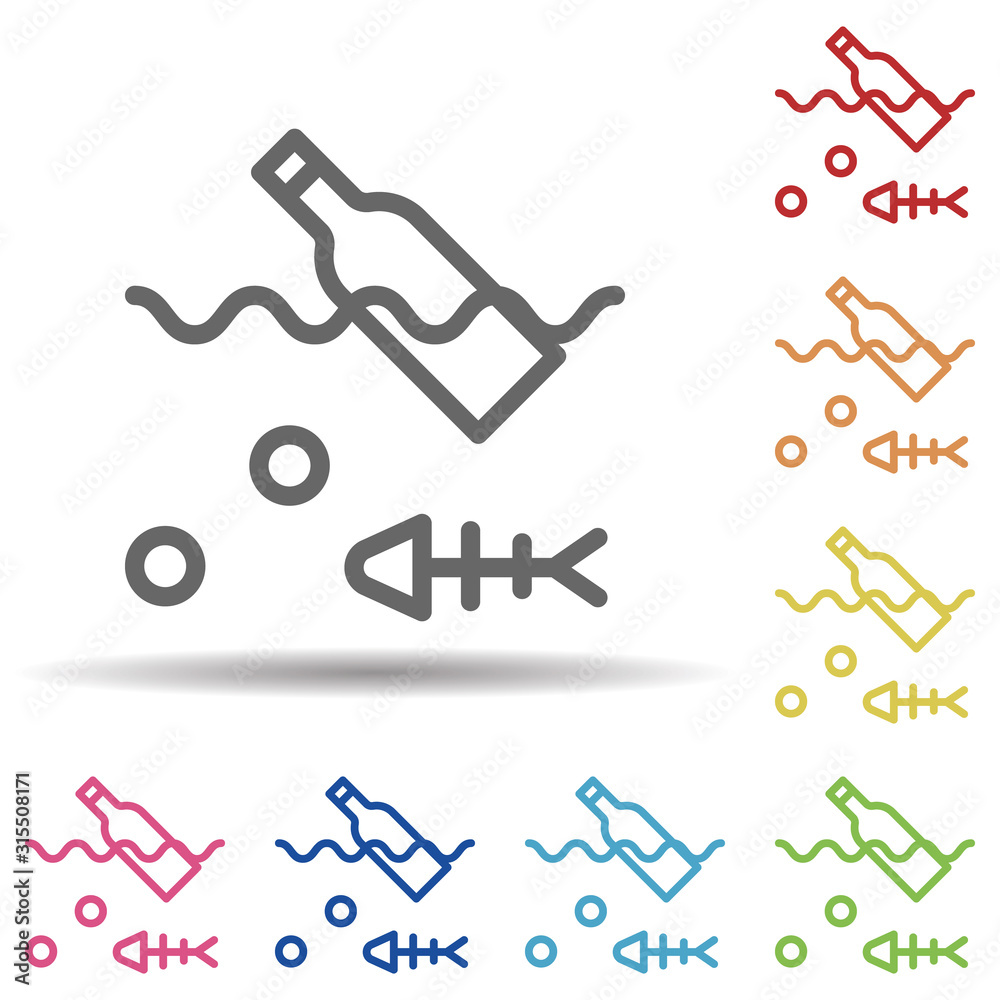Aufkleber sea, pollution line vector in multi color style icon. simple thin line, outline vector of pollution 