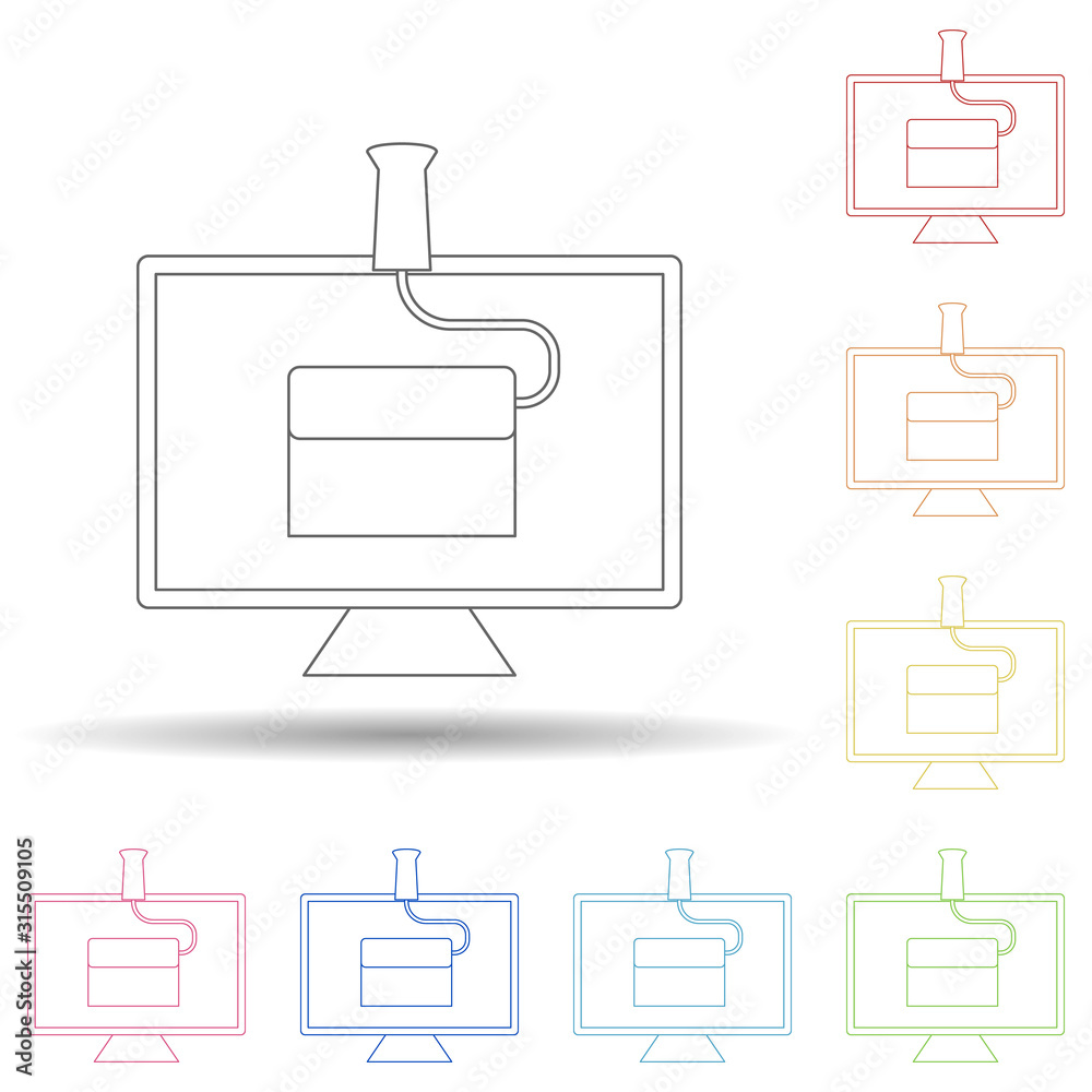 Aufkleber digital coloring in multi color style icon. simple thin line, outline vector of programming icons fo