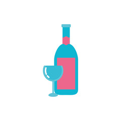 Isolated wine bottle and cup vector design