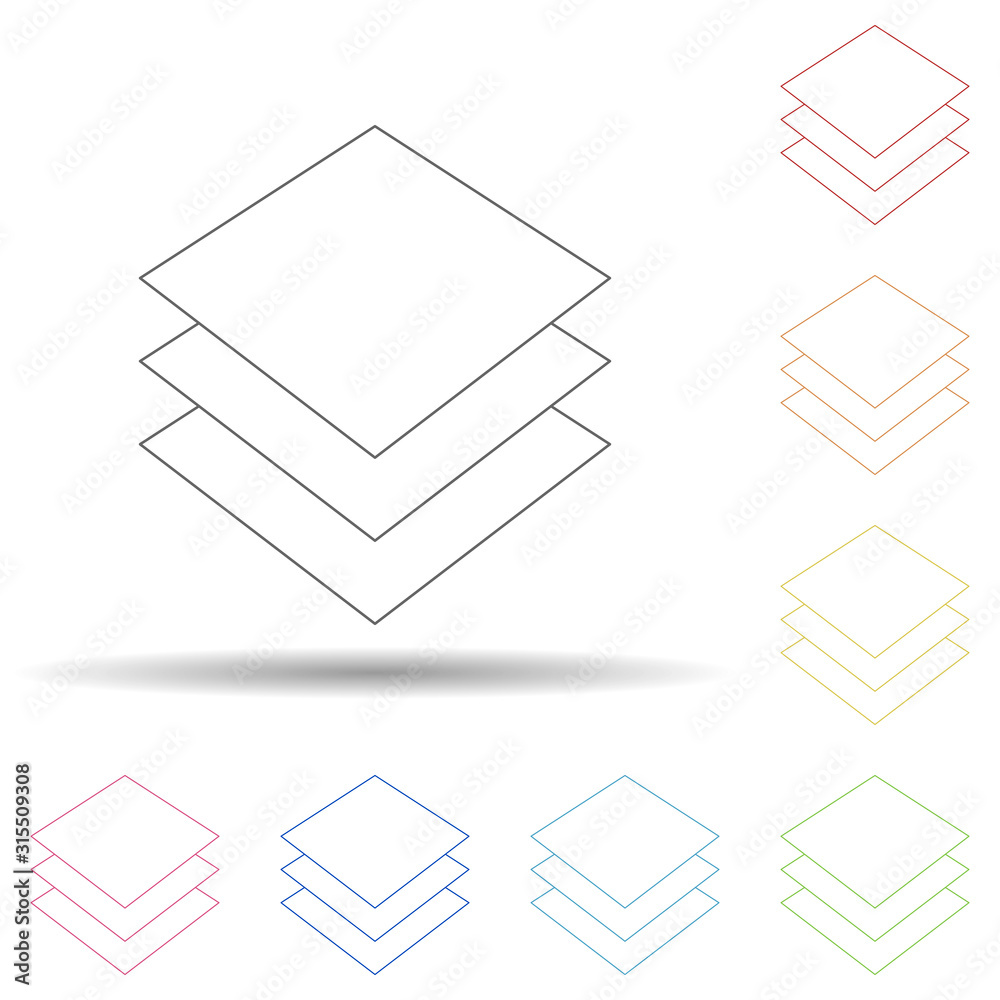 Poster layers in the illustrator in multi color style icon. simple thin line, outline vector of programming