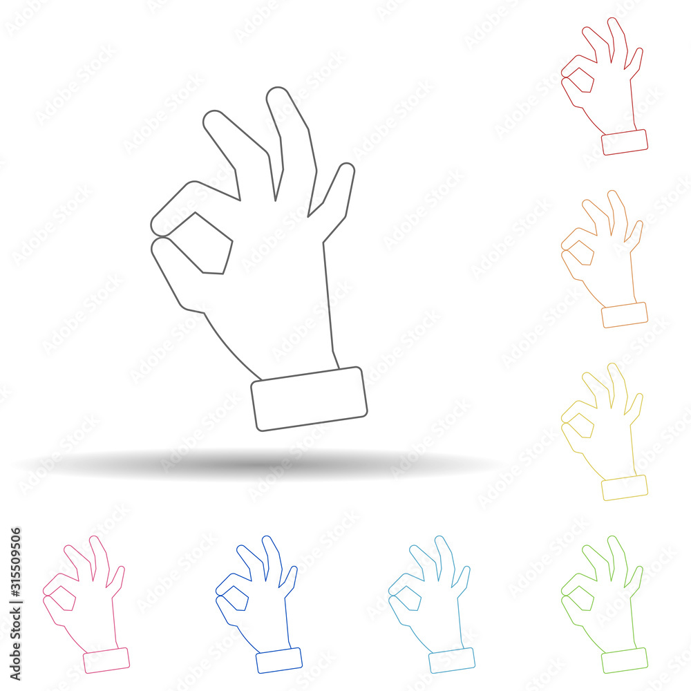 Poster hand everything is fine in multi color style icon. simple thin line, outline vector of resturant ico
