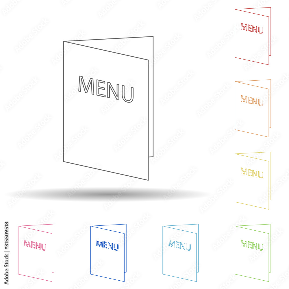 Poster menu in the cafe in multi color style icon. simple thin line, outline vector of resturant icons for 