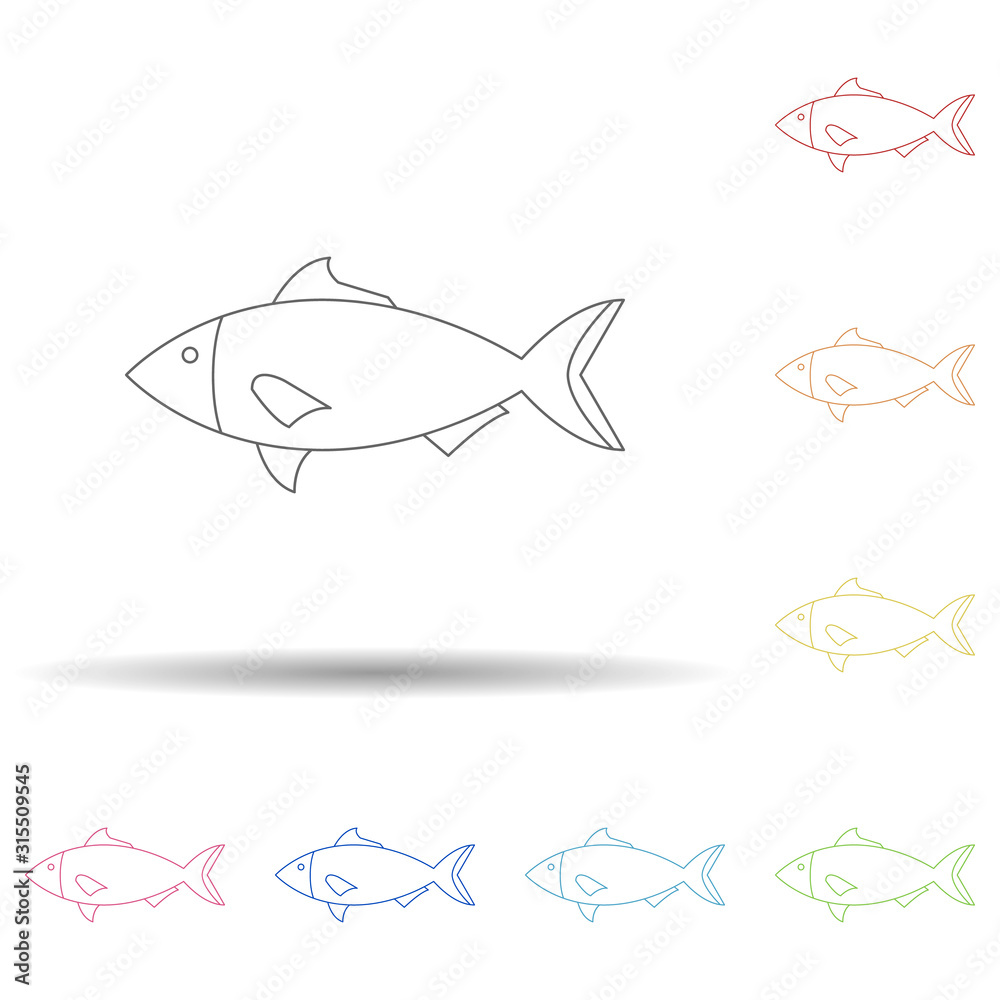 Poster a fish in multi color style icon. simple thin line, outline vector of resturant icons for ui and ux,