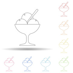 Ice-cream in cup in multi color style icon. Simple thin line, outline vector of resturant icons for ui and ux, website or mobile application