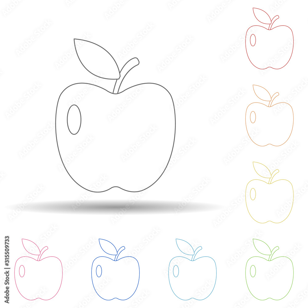 Poster apple in multi color style icon. simple thin line, outline vector of resturant icons for ui and ux, 