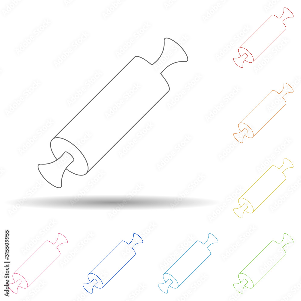 Poster rolling pin in multi color style icon. simple thin line, outline vector of resturant icons for ui an