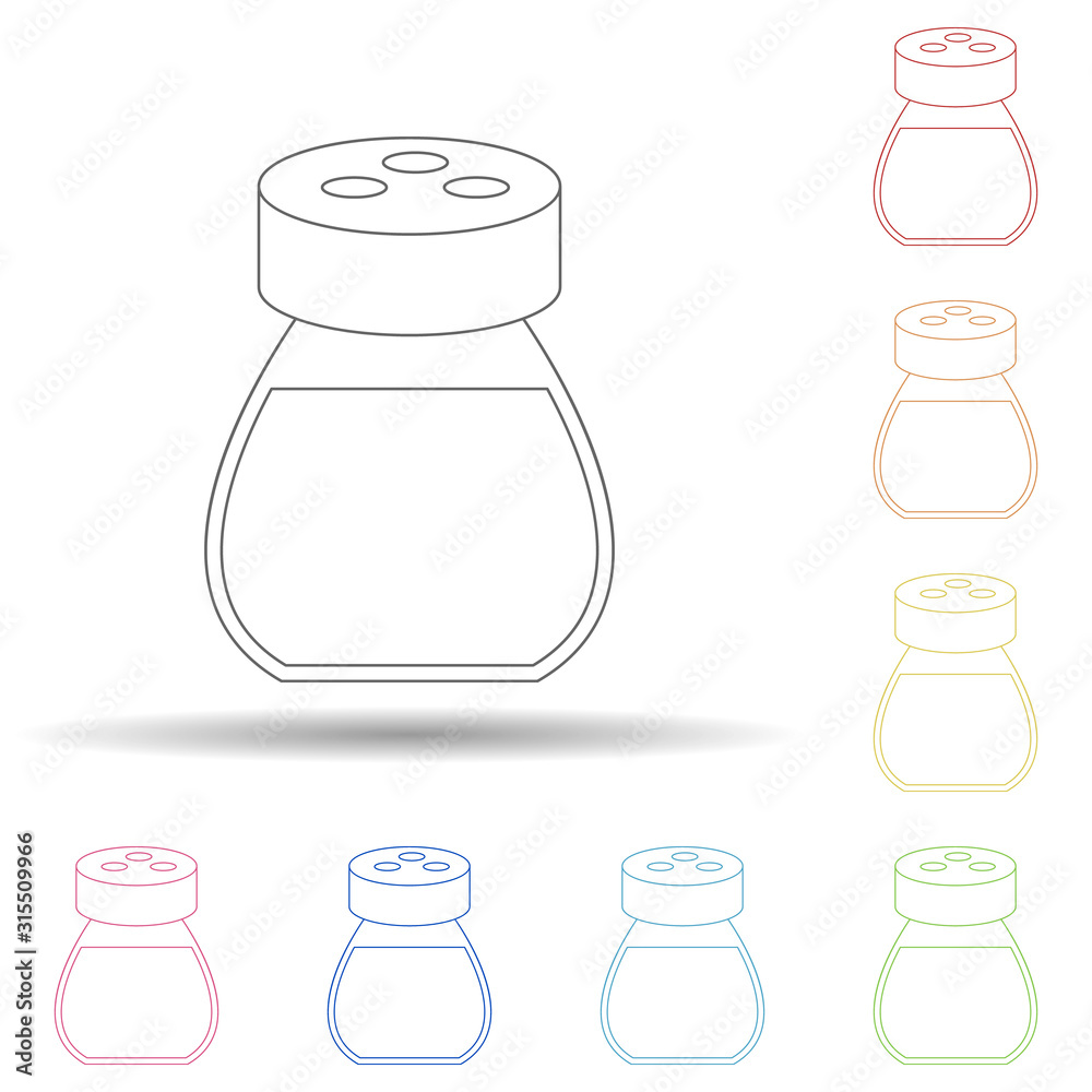 Aufkleber salt shaker in multi color style icon. simple thin line, outline vector of resturant icons for ui an