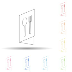 Menu in the restaurant in multi color style icon. Simple thin line, outline vector of resturant icons for ui and ux, website or mobile application