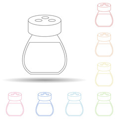 Salt shaker in multi color style icon. Simple thin line, outline vector of resturant icons for ui and ux, website or mobile application