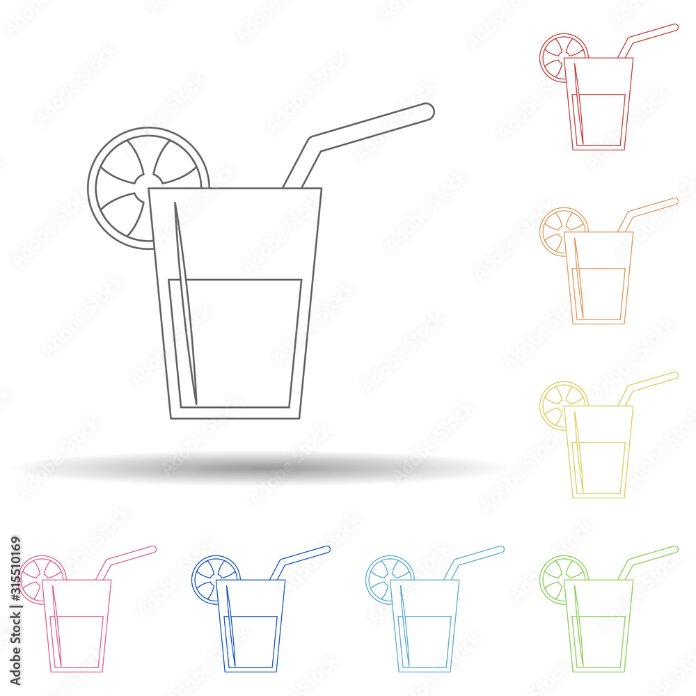 Aufkleber juice in a glass in multi color style icon. simple thin line, outline vector of resturant icons for 