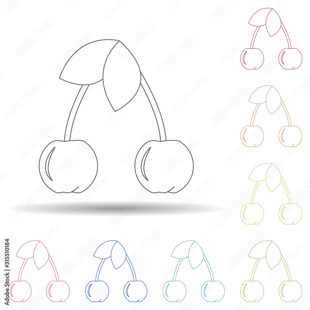 Aufkleber cherry in multi color style icon. simple thin line, outline vector of resturant icons for ui and ux,